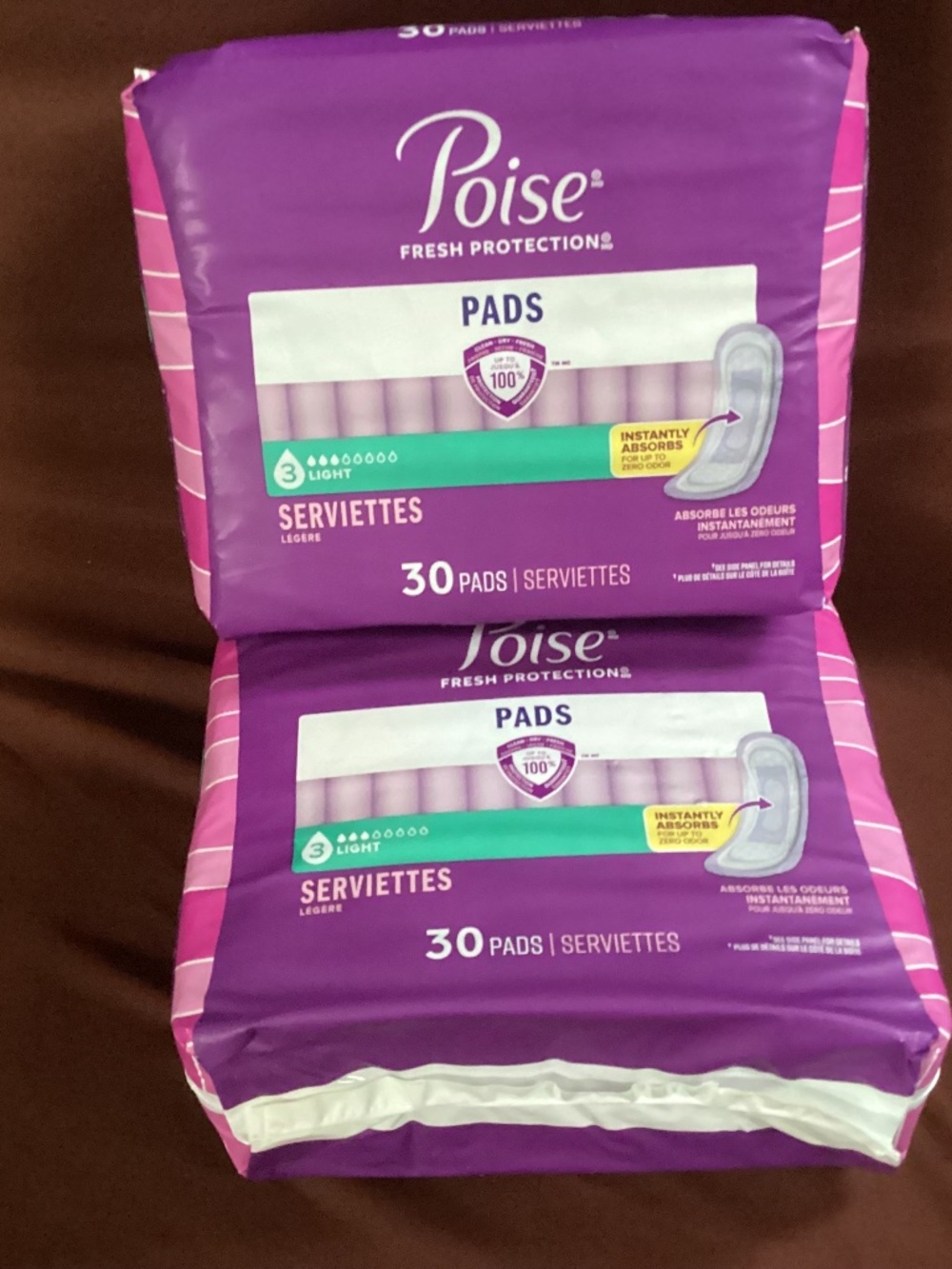 Poise Fresh Protections Light Pads 30 Count Bundle Total 60 pads